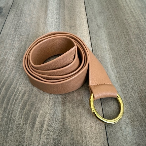 BB B-LOW THE BELT Faux Leather Adjustable Loop Ring Belt Gold Tan One Size - Picture 3 of 4